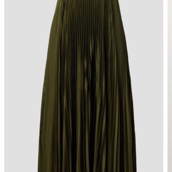 AMUR Olive Green Strapless Pleated Maxi Gown - Picture 5 of 6